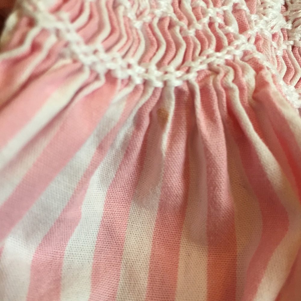 *SOLD* Pink & White Striped Smocked Dress - Picture 5 of 5